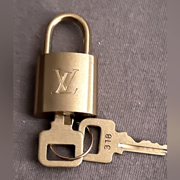 Vintage Gold Brass Lock and Key Set #318 by Louis Vuitton